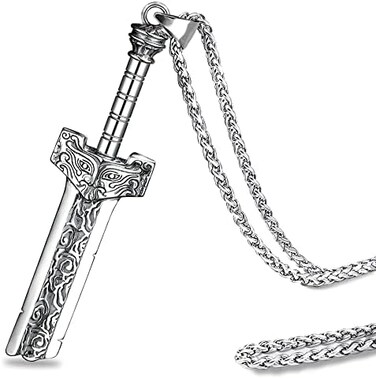 ZiWuark Men's Broken Sword Necklace Stainless Steel Knight Sword Necklaces Dragon Cloud Pattern Pendant Jewelry for Men and Women with 24 Inches Chain.
