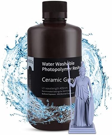 ELEGOO Water Washable 3D Printer Resin, Rapid Resin 405nm LCD UV-Curing Standard Photopolymer Resin for LCD 3D Printer Grey 1000G.