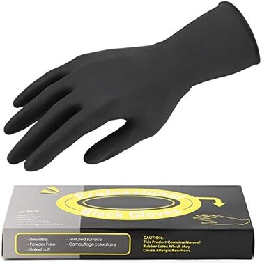 Segbeauty 20 Count Hair Color Gloves, Segbeauty Reusable Black Rubber Latex Dye Gloves Professional Hair Coloring Highlighting Tool.