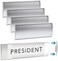 GlossyEnd Set of 6 &ndash; SturdyElegant Silver Aluminum Wall Mount Name Plate Holder, Curved Office Business Door Sign Holder with Adhesive Tape, 8&rdquo; X 3&rdquo; - Plastic Film Included, Paper Inserts NOT Included