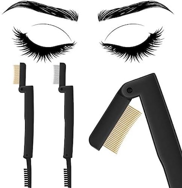 Maitys 2 Pieces Eyelash Comb Curlers Folding Eyelash Brush Eyebrow Comb Brushes Mascara Comb Applicator Lash Grooming Brush Tool Women Beauty Makeup Tool for Shaping Lash and Brow.