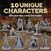 مجموعة باث غيمنغ، 40 مجسمًا مصغرًا لألعاب الطاولة الخيالية، مناسبة لألعاب Dungeons and Dragons. بمقياس 28 مم، 10 تصاميم فريدة، غير مطلية.