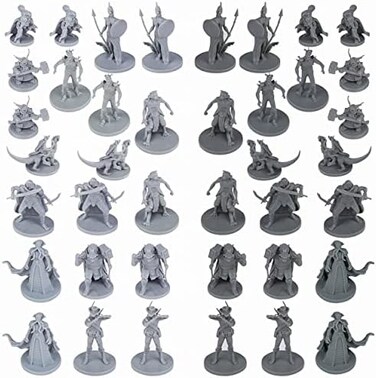 مجموعة باث غيمنغ، 40 مجسمًا مصغرًا لألعاب الطاولة الخيالية، مناسبة لألعاب Dungeons and Dragons. بمقياس 28 مم، 10 تصاميم فريدة، غير مطلية.