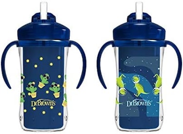 Dr. Brown's Milestones Insulated Sippy Cup with Straw and Handles - Blue - 10oz - 2-Pack - 12m.