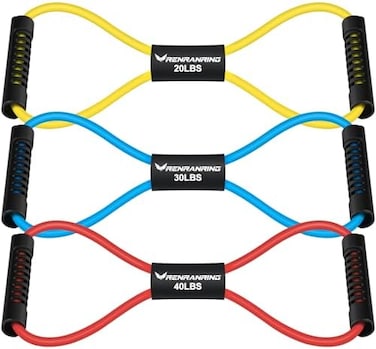 RENRANRING Figure 8 Fitness Resistance Bands with Handles - Exercise Tube Band Set of 3 for Arm and Shoulder Stretch, Rope 8 Word Elastic for Women and Men.
