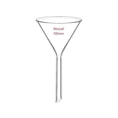 stonylab 1-Pack Glass Funnel, Heavy Wall Borosilicate Glass Funnel, 100mm Diameter and 100mm Stem Length.