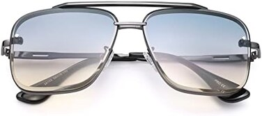 نظارات شمسية COASION Tony Stark Sungl Costume Eyewear Retro Square Aviator Sun Gl Frames للرجال والنساء (أسود/أزرق متدرج).
