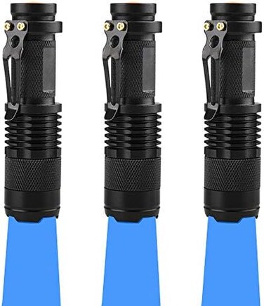 WAYLLSHINE Pack of 3 Single Mode Blue Light Flashlight, Blue LED Flashlight Torch for Night Fishing, Hunting, Observation.