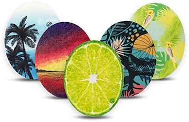 ExpressionMed Adhesive Patch for Oval (5-Pack- Made in The USA, Waterproof, Split Backing, CGM Tape (Tropical Paradise Variety Pack.
