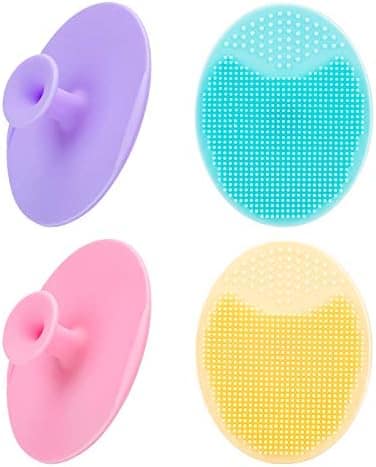 JEXCULL 4 Pack Face Scrubber, Soft Silicone Facial Cleansing Brush Face Exfoliator Blackhead Acne Pore Pad Cradle Cap Face Wash Brush for Deep Cleaning Skin Care.