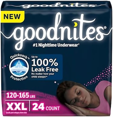 Goodnites Nighttime Bedwetting Underwear, Girls' XS.