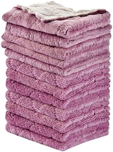 OstWony 12PCS Super Absorbent Cleaning Cloths, Kitchen Towels Dish Towels, Multipurpose Reusable Dish Cloths, Double-Sided Microfiber Cleaning Rags for Furniture, Car, Tea, Bowl, 10x 6 inch，.
