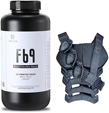 RI RESIONE F69 Flexible Resin, Black, 1kg, TPU-Like, 405nm UV-Curing, DLP/LCD/MSLA Compatible, High Elongation, Tear Resistant, Soft Rubber-Like Texture.