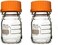 PYREX Round Media Storage Bottle with GL45 Screw Cap - Borosilicate Glass Bottles with Caps - Premium Scientific Glassware for Labs, Classrooms or Home Use - PYREX Glass Container, 100mL, 2/Pk.