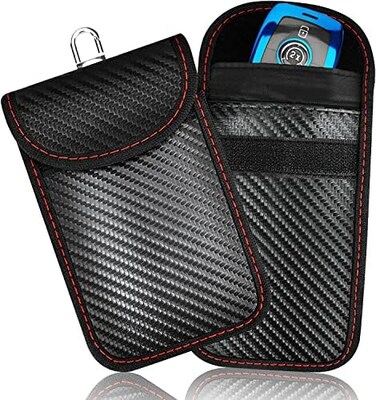 GOODEN ATIM Upgraded Faraday Bag for Key Fob (2 Pack,Premium Faraday Key Fob Protector&ndash; Car RFID Signal Blocking, Car Security Protection Pouch, Anti-Theft Pouch, Anti-Hacking Case Blocker-Black.