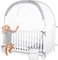 ZXPLO Baby Safety Crib Tent Infant Pop up Mosquito Net Nursery Bed Canopy Netting Cover - Keep Baby from Climbing Out with Hanging Diaper Storage Bag (Gray.
