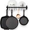 Wallniture Lyon Steel Kitchen Rail with 10 Hooks Wall Mount Pot Pan and Utensil Holder Rack 17" Frosty Black.