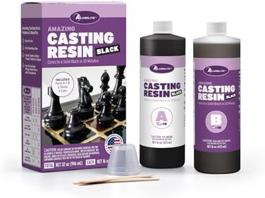 Alumilite Amazing Black Casting Resin Kit 32 oz (16 oz Part A16 oz Part B&ndash; Ideal for Pouring Small to Large Durable Pieces, Arts, Crafts, and Architecture Molds, 30-Minute Cure Time.