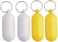luzen 4Pcs Plastic Floating Keychain Pill-shape Floating Key Ring Key Float Keychain Pendant for Boating Fishing Kayak Surfing Sailing and Outdoor Sports Accessories, White and Yellow.