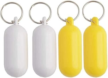 luzen 4Pcs Plastic Floating Keychain Pill-shape Floating Key Ring Key Float Keychain Pendant for Boating Fishing Kayak Surfing Sailing and Outdoor Sports Accessories, White and Yellow.