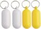 luzen 4Pcs Plastic Floating Keychain Pill-shape Floating Key Ring Key Float Keychain Pendant for Boating Fishing Kayak Surfing Sailing and Outdoor Sports Accessories, White and Yellow.