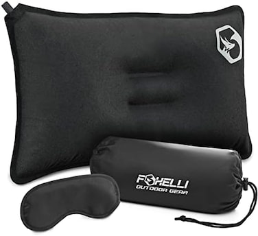 Foxelli Self-Inflating Camping Pillow LightweightCompact Backpacking Pillow, Perfect Camp Pillow for Sleeping.