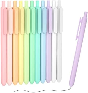 Shuttle Art Retractable Pastel Gel Ink Pens, 11 Pack Black Ink Pens, Cute Pens 0. 5mm Fine Point for Writing Journaling Taking Notes School Office Home.
