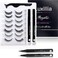 Luxillia 10 Piece Eyelash Magnetic Lashes with Eyeliner (Clear and Black- Natural Looking False Magnetic Eyelashes Kit with Waterproof Liquid Liner Applicator, 8D, 3D Look, Reusable Fake Eye Lash.