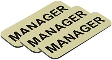 All Quality Badges Manager 1 x 3" Name Tag, Brushed Gold (3 Pack.