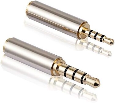 MIUONO 2. 5mm to 3. 5mm Adapter and 3. 5mm to 2. 5mm Adapter, Gold Plated Jack Stereo Full Metal Connector Converter for Smartphones, Headphone, Mic, Tablets Support MIC Function.