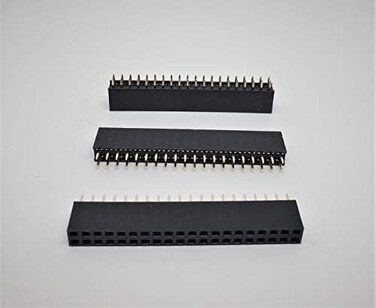 موصلات برو 25 عبوة 40P 2.54 مم 0.1 بوصة رؤوس دبابيس أنثوية PCB 2x20 صفوف مزدوجة 40 دبوسًا مقابس أنثوية إلى ذكر مستقيم PCB DIP، صفوف مزدوجة لوحة PC شريط من خلال اللوحة (2x20-40P-25PK).