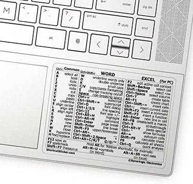 Synerlogic Word/Excel Windows Shortcut StickerReference Guide Keyboard Shortcut StickerWork from Home EssentialsExcel Shortcuts Cheat Sheet LaminatedNo-Residue Vinyl (Clear/Small, 1pc.