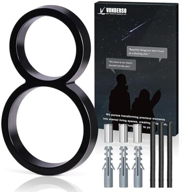 VONDERSO 5 Inch Floating House Number 8, Black Metal Zinc Alloy Outdoor Address Sign for Yard Street and Mailbox, Solid Modern Numbers and Letters with Exquisite Drawing Process.