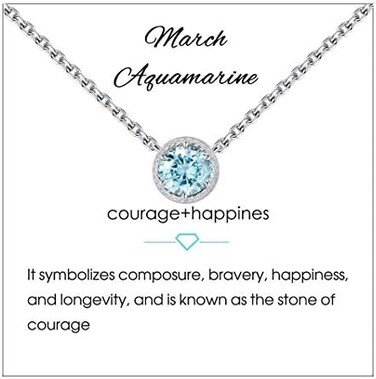 Presentski Birthstone Necklace for Women Sterling Silver 925 Solitaire Pendant Dainty Necklace Birthday Gifts for Women Birthstone Necklaces for Mom.