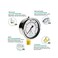 ELECALL 2-1/2" Glycerin Liquid Filled Air Pressure Gauge, 0-60Psi, 1/4&rdquo;NPT Lower Mount, Stainless Steel Case, Brass Internals, Water Pressure Gauge.