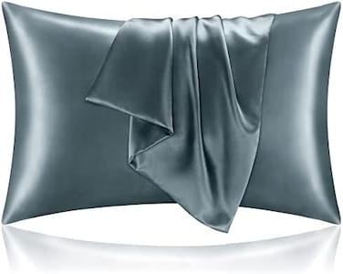 BEDELITE Satin Pillowcase for Hair and Skin, Super Soft and Cooling Similar to Silk Pillow Cases 2 Pack with Envelope Closure, Gift for Women Men(20"x26" Standard Size, Space Grey.