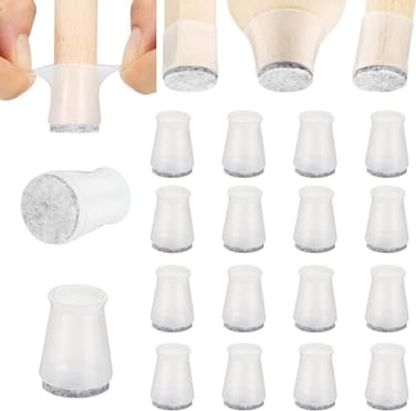 aneaseit 9/16" Small High Clear Chair Leg Covers, Felt Bottom Silicone Furniture Foot Protector Pads, 16 Pcs Free Moving Table Leg Covers, Stool Leg Protectors Caps to Prevent Floor Scratches and Redu