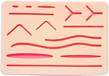 Uiita Suture Practice Pad 3 Layers with 14 Wounds for Training Students, Silicon Skin Suture Pad.