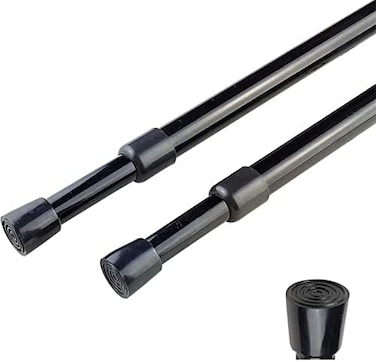 Blu-Pier Tech 2pcs Spring Tension Curtain Rod，28-43 Inches Adjustable Expandable Pressure Black Curtain Tension Rods For Kitchen, Bathroom, Window,Home.