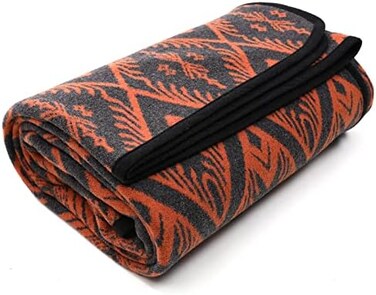 PuTian Merino Wool Blanket - 4 lbs Warm, Thick, Washable, Large 87" x 63" Throw for Outdoors, Camping,Couch, Bed, Travel-Super Soft Wool Blanket- Bohemia Orange.