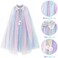 PHOGARY Princess Cape Colorful Princess Cloak, Princess Fancy Dress Halloween Costume Sparkling Sequins Tulle Carnival Birthday Party Cosplay Princess Dress Up for Girls（70cm.