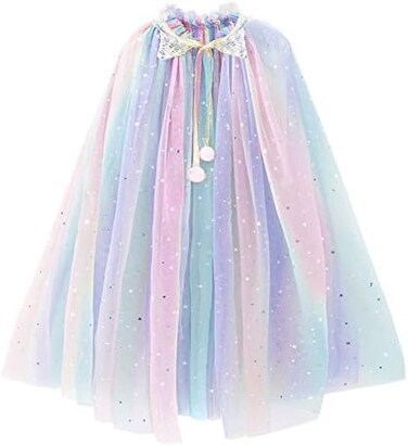 PHOGARY Princess Cape Colorful Princess Cloak, Princess Fancy Dress Halloween Costume Sparkling Sequins Tulle Carnival Birthday Party Cosplay Princess Dress Up for Girls（70cm.