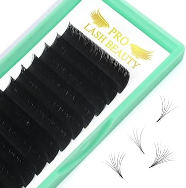 PRO LASHBEAUTY Easy Fan Volume Lashes D-0. 10-9 Volume Lash Extensions Rapid Blooming Lashes 9 to 20 mm Mega Volume Lash Extensions C D curl Flowering Lash Extensions Rapid Blooming Eyelash Extensions