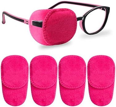 Hecaty 4 Pack Eye Patches for Kids Girls Boys, Soft Eye Patch for Gl, Medical Eye Patch for Children Treating Lazy Eye Amblyopia Strabismus and After Surgery (Rose Red.