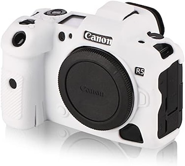 جراب STSEETOP Canon R5، غطاء حماية احترافي قابل للفصل مصنوع من مطاط السيليكون، متوافق مع Canon R5 (أبيض).