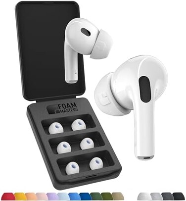 AutoLine Pro Foam Masters Memory Foam Ear Tips for AirPods 1st2nd Gen3 PairsNewest Version 4. 0 -ComfortableSecureBetter Noise CancellationReplacement Buds (Medium, White.