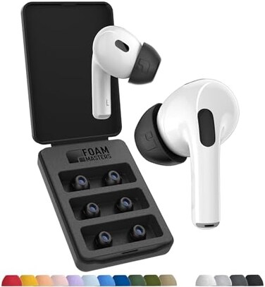 AutoLine Pro Foam Masters Memory Foam Ear Tips for AirPods 1st2nd Gen3 PairsNewest Version 4. 0 -ComfortableSecureBetter Noise CancellationReplacement Buds (Medium, Black.