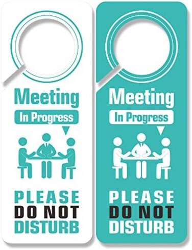 psler 3 Pack Meeting in Progress Door Sign, Do Not Disturb Door Hanger Sign Funny Meeting in Progress Door Sign Two Sided Used for Many Places Like Law Firms, Offices, Clinics Christmas Gifts.