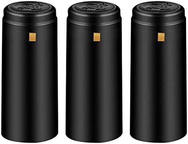 كبسولات BGMAXimum PVC الحرارية القابلة للانكماش، 120 قطعة، أغطية زجاجات نبيذ سوداء غير لامعة للاستخدام الاحترافي، وأقبية صناعة النبيذ، والاستخدام المنزلي.