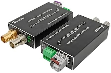 Hereta Mini Video Extender 3G-SDI with Loop Output SDI 1080P 3G-SDI Fiber Converter Extender Distances up to 20km on Single Mode Optical Transceiver with Talage or Reverse RS485.